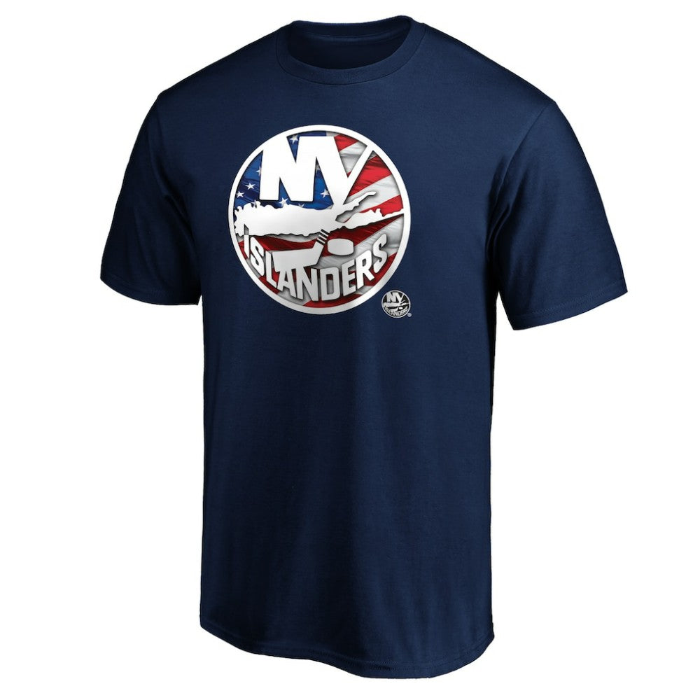 New York Islanders Banner Wave Logo T-Shirt - Navy - NHL 3930367