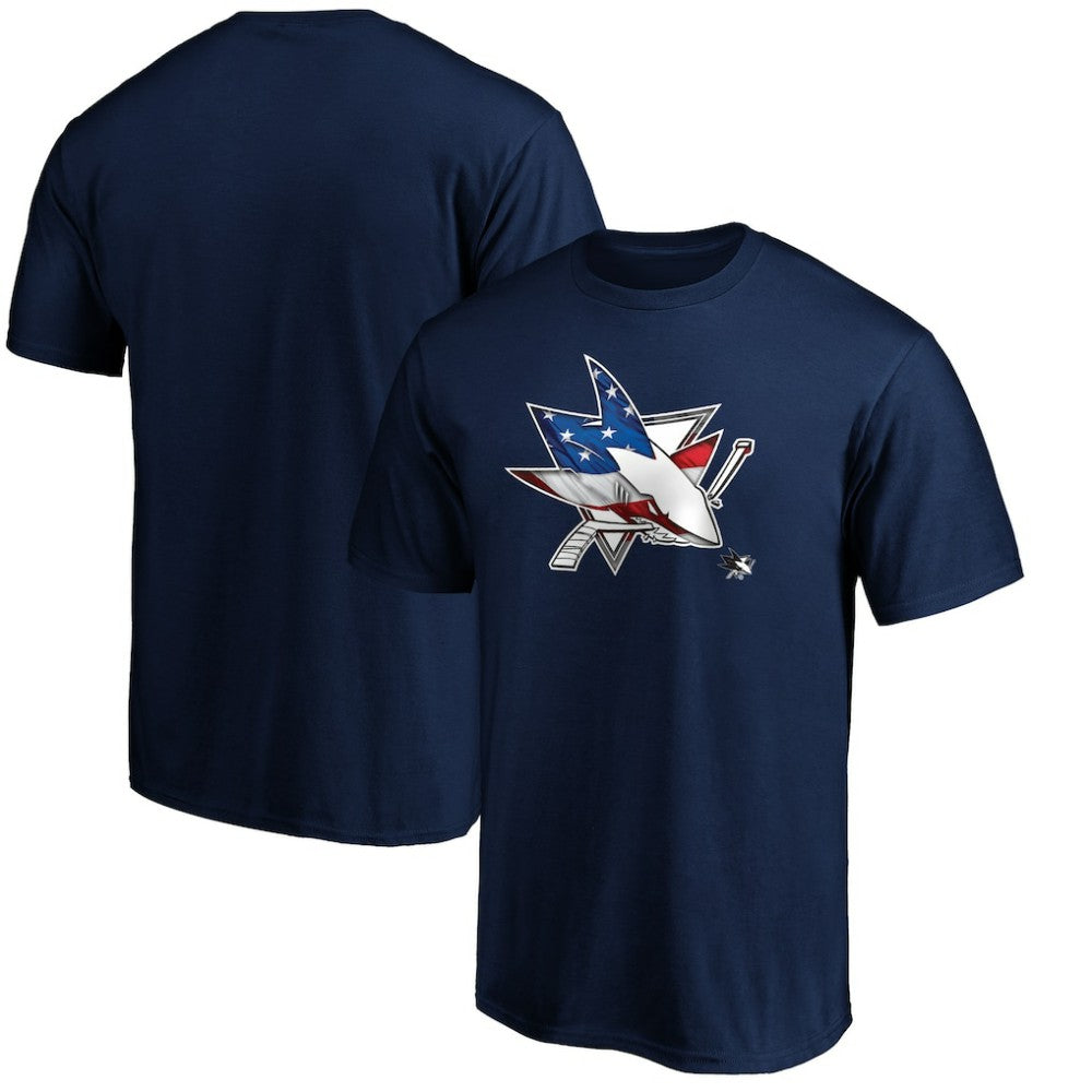 San Jose Sharks Banner Wave Logo T-Shirt - Navy - NHL 3930371