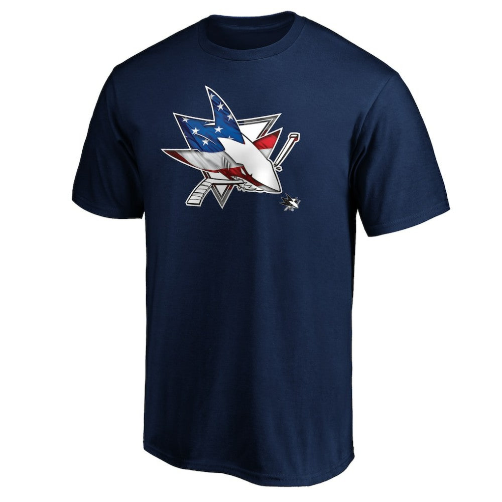 San Jose Sharks Banner Wave Logo T-Shirt - Navy - NHL 3930371
