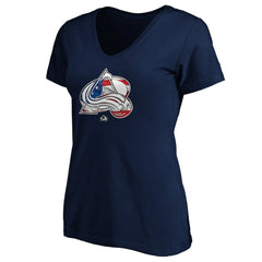 Colorado Avalanche Women's Banner Wave Logo V-Neck T-Shirt T-Shirt - Navy - NHL 3930381
