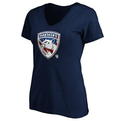 Florida Panthers Women's Banner Wave Logo V-Neck T-Shirt T-Shirt - Navy - NHL 3930385