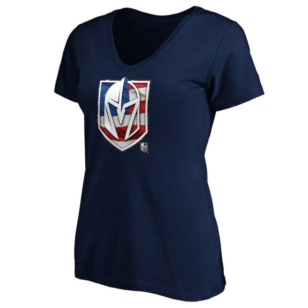 Vegas Golden Knights Women's Banner Wave Logo V-Neck T-Shirt T-Shirt - Navy - NHL 3930397