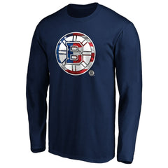 Boston Bruins Banner Wave Logo Long Sleeve T-Shirt - Navy - NHL 3930424