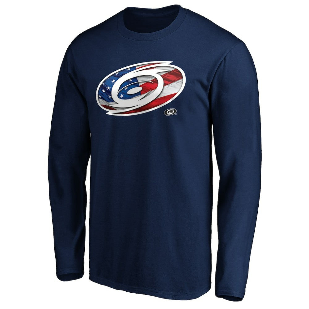Carolina Hurricanes Banner Wave Logo Long Sleeve T-Shirt - Navy - NHL 3930425