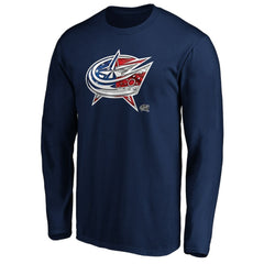 Columbus Blue Jackets Banner Wave Logo Long Sleeve T-Shirt - Navy - NHL 3930428