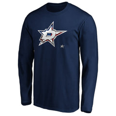 Dallas Stars Banner Wave Logo Long Sleeve T-Shirt - Navy - NHL 3930429