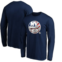 New York Islanders Banner Wave Logo Long Sleeve T-Shirt - Navy - NHL 3930436