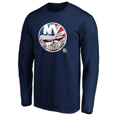 New York Islanders Banner Wave Logo Long Sleeve T-Shirt - Navy - NHL 3930436