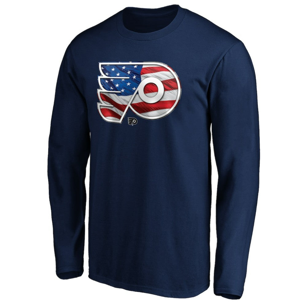 Philadelphia Flyers Banner Wave Logo Long Sleeve T-Shirt - Navy - NHL 3930438