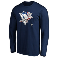 Pittsburgh Penguins Banner Wave Logo Long Sleeve T-Shirt - Navy - NHL 3930439