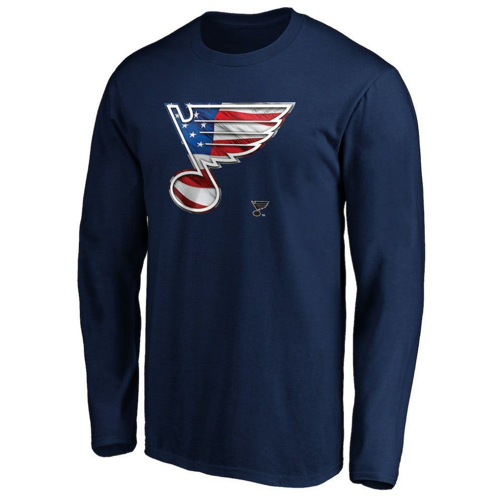 St. Louis Blues Banner Wave Logo Long Sleeve T-Shirt - Navy - NHL 3930441