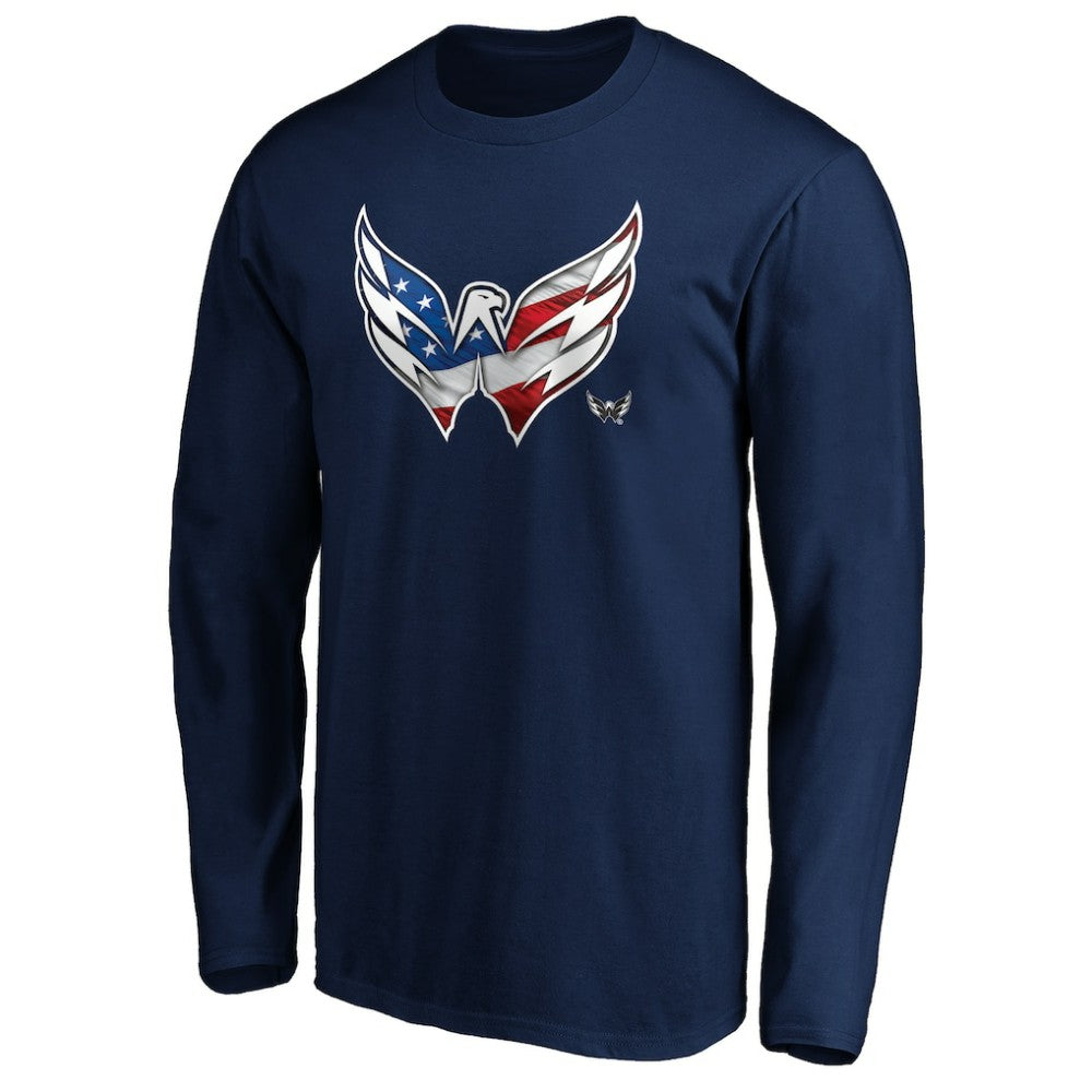 Washington Capitals Banner Wave Logo Long Sleeve T-Shirt - Navy - NHL 3930444