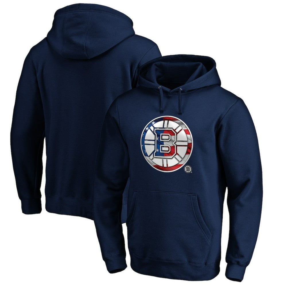 Boston Bruins Banner Wave Logo Pullover Hoodie - Navy - NHL 3930447