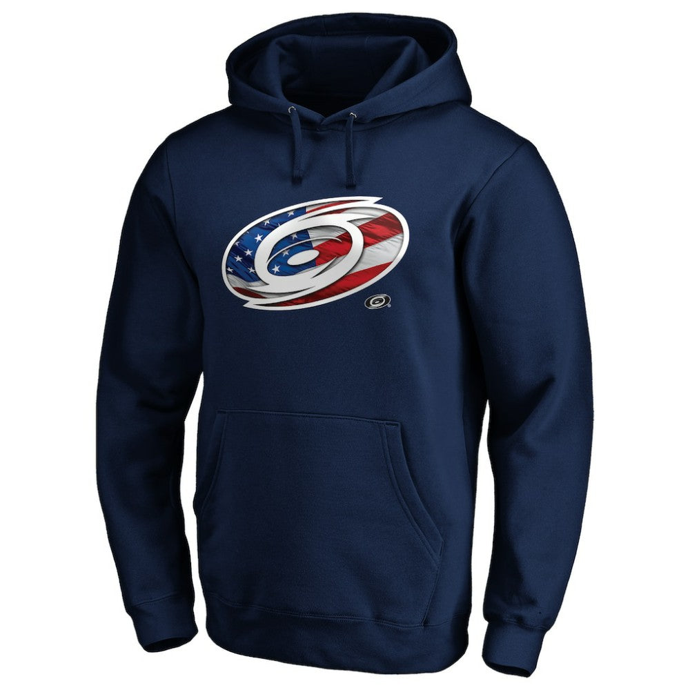 Carolina Hurricanes Banner Wave Logo Pullover Hoodie - Navy - NHL 3930448