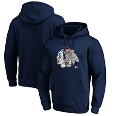 Chicago Blackhawks Banner Wave Logo Pullover Hoodie - Navy - NHL 3930449