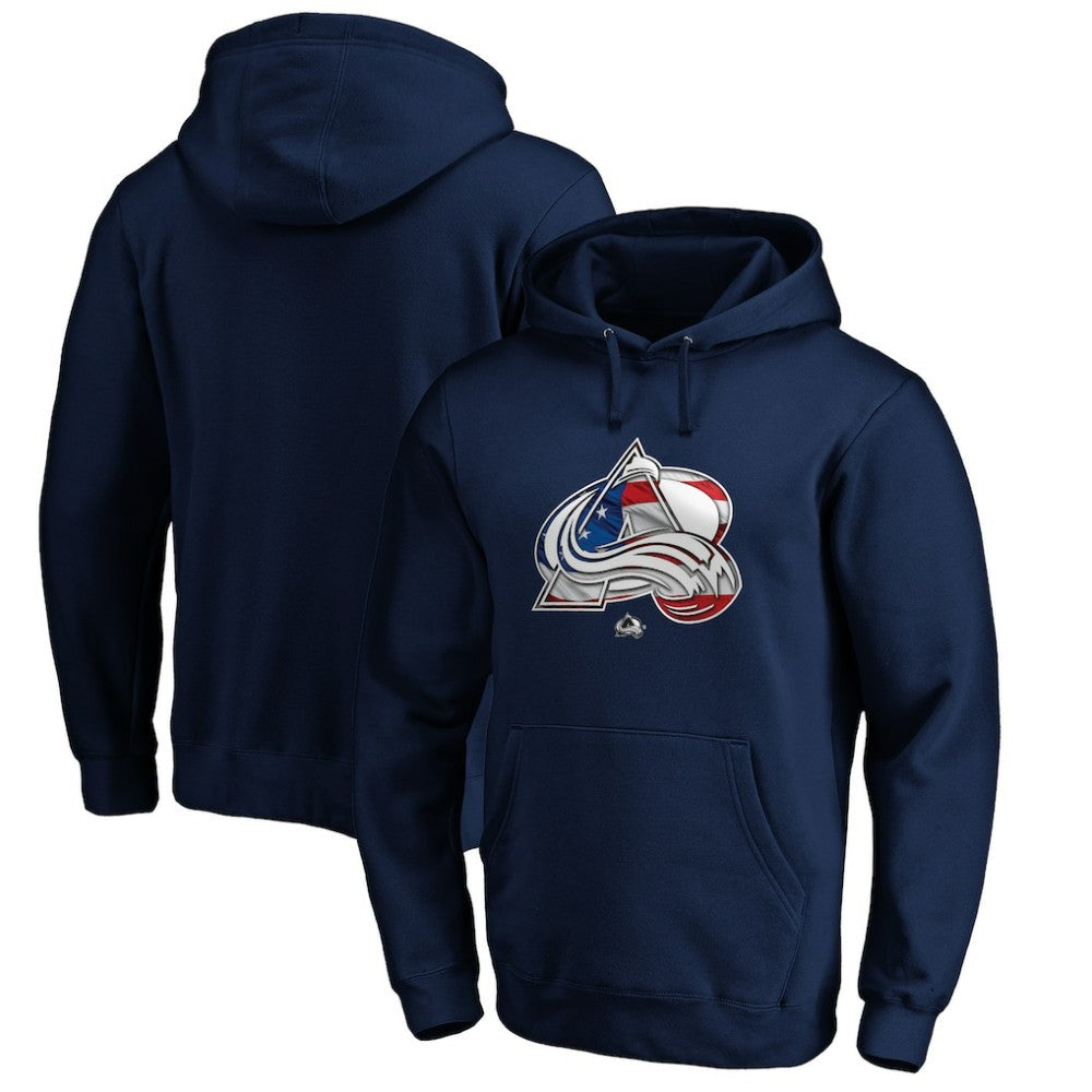 Colorado Avalanche Banner Wave Logo Pullover Hoodie - Navy - NHL 3930450