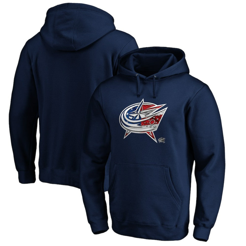 Columbus Blue Jackets Banner Wave Logo Pullover Hoodie - Navy - NHL 3930451