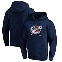 Columbus Blue Jackets Banner Wave Logo Pullover Hoodie - Navy - NHL 3930451