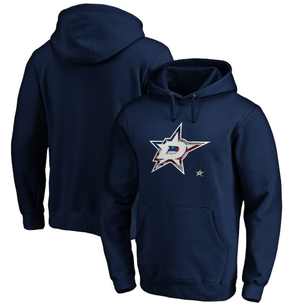 Dallas Stars Banner Wave Logo Pullover Hoodie - Navy - NHL 3930452