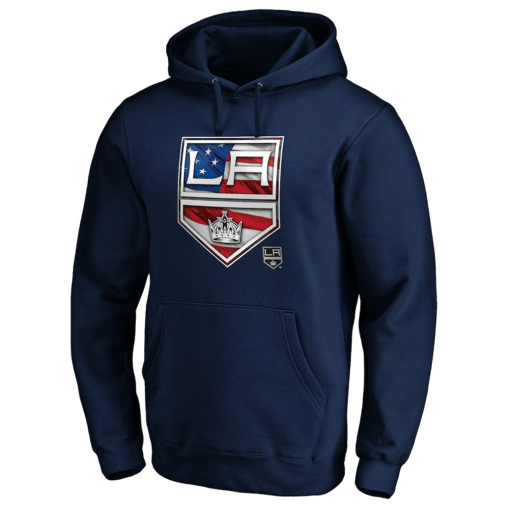 Los Angeles Kings Banner Wave Logo Pullover Hoodie - Navy - NHL 3930455