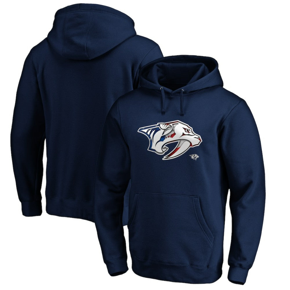 Nashville Predators Banner Wave Logo Pullover Hoodie - Navy - NHL 3930457