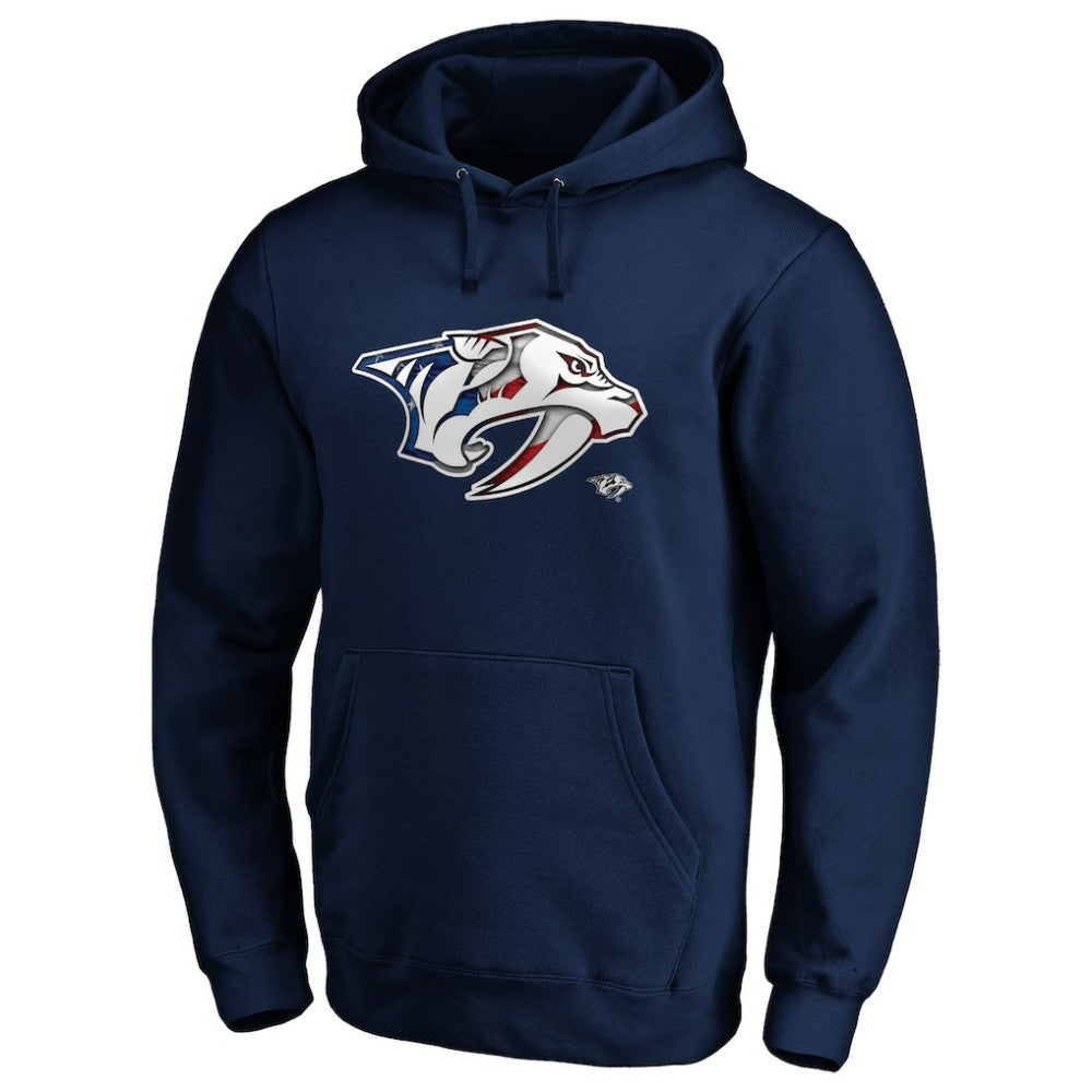 Nashville Predators Banner Wave Logo Pullover Hoodie - Navy - NHL 3930457
