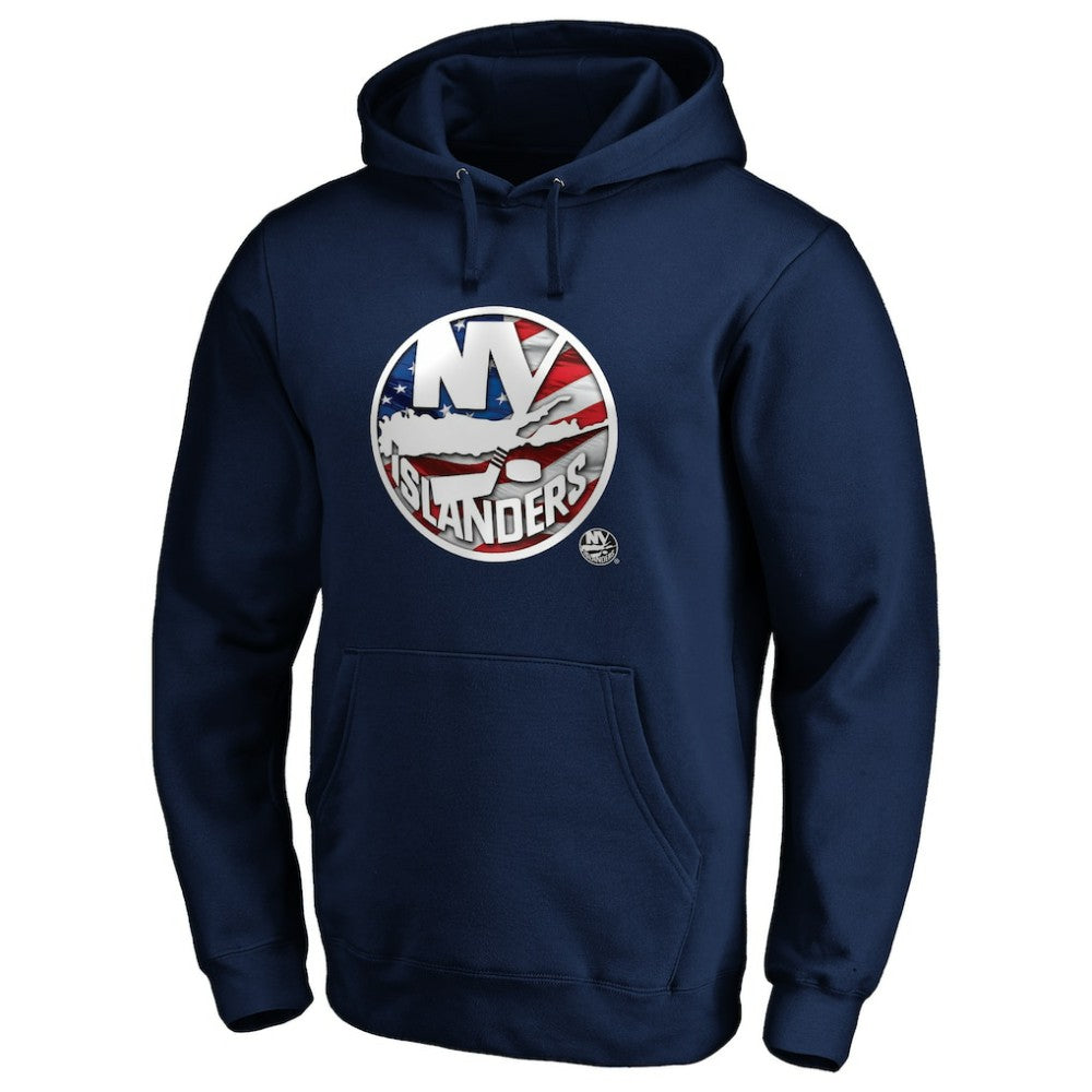 New York Islanders Banner Wave Logo Pullover Hoodie - Navy - NHL 3930459