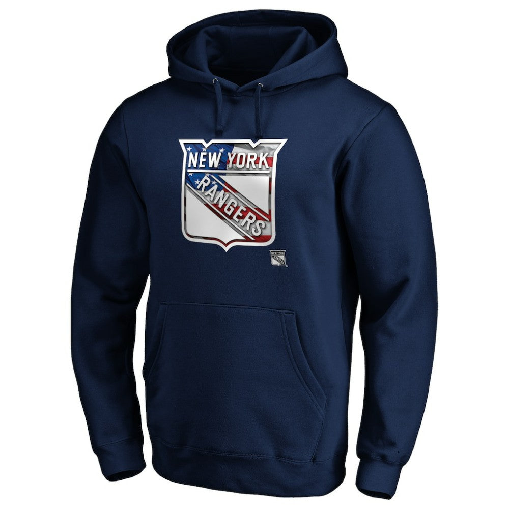 New York Rangers Banner Wave Logo Pullover Hoodie - Navy - NHL 3930460