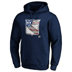 New York Rangers Banner Wave Logo Pullover Hoodie - Navy - NHL 3930460