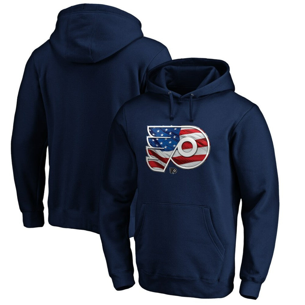 Philadelphia Flyers Banner Wave Logo Pullover Hoodie - Navy - NHL 3930461