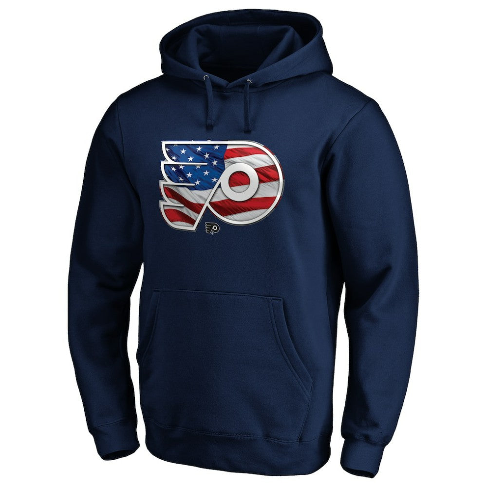 Philadelphia Flyers Banner Wave Logo Pullover Hoodie - Navy - NHL 3930461