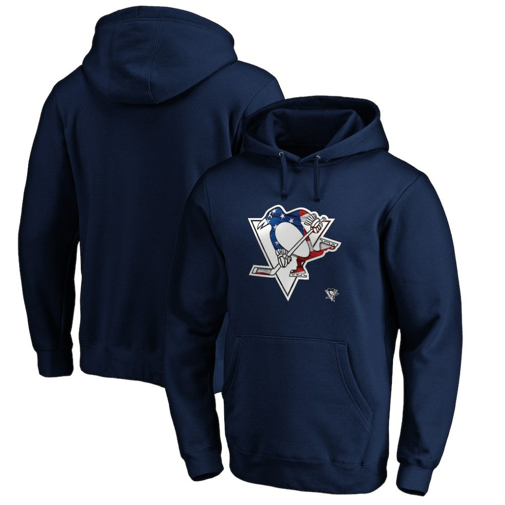 Pittsburgh Penguins Banner Wave Logo Pullover Hoodie - Navy - NHL 3930462