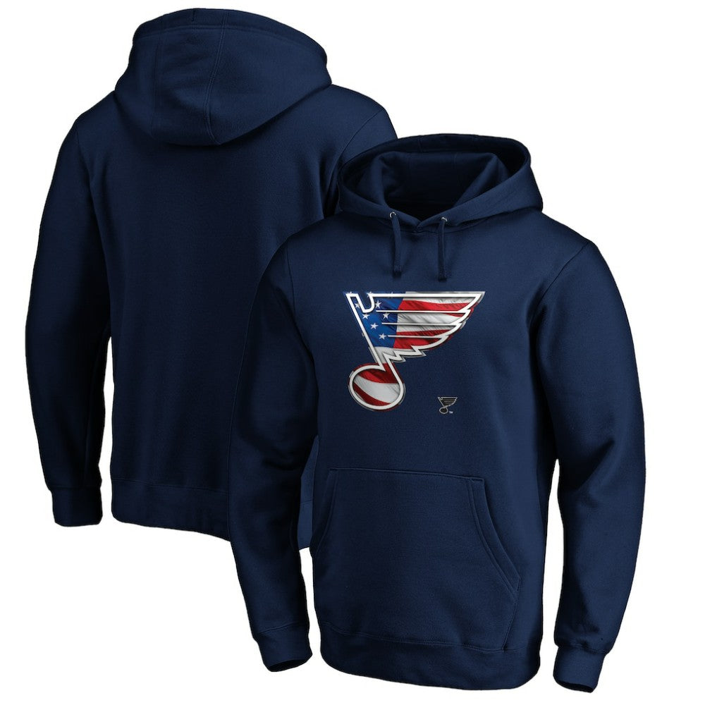 St. Louis Blues Banner Wave Logo Pullover Hoodie - Navy - NHL 3930464