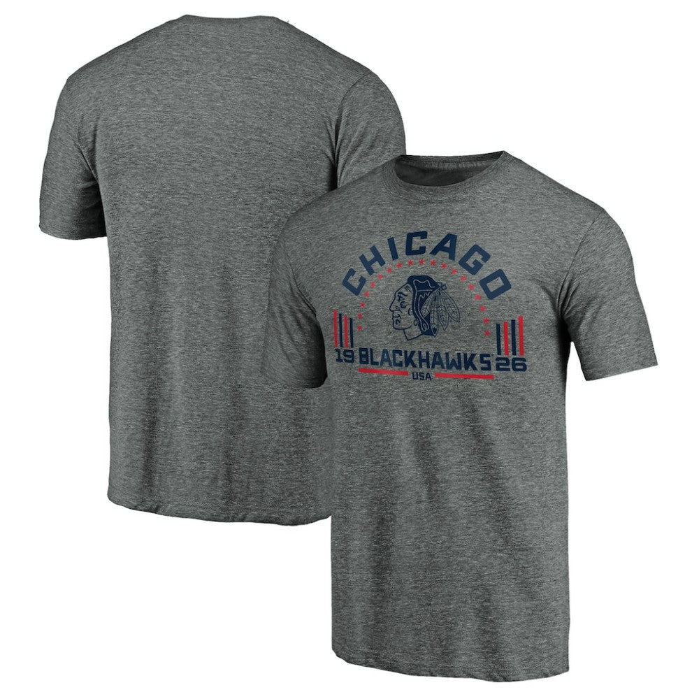 Chicago Blackhawks Team Freedom Tri-Blend T-Shirt - Heathered Gray - NHL 3930619