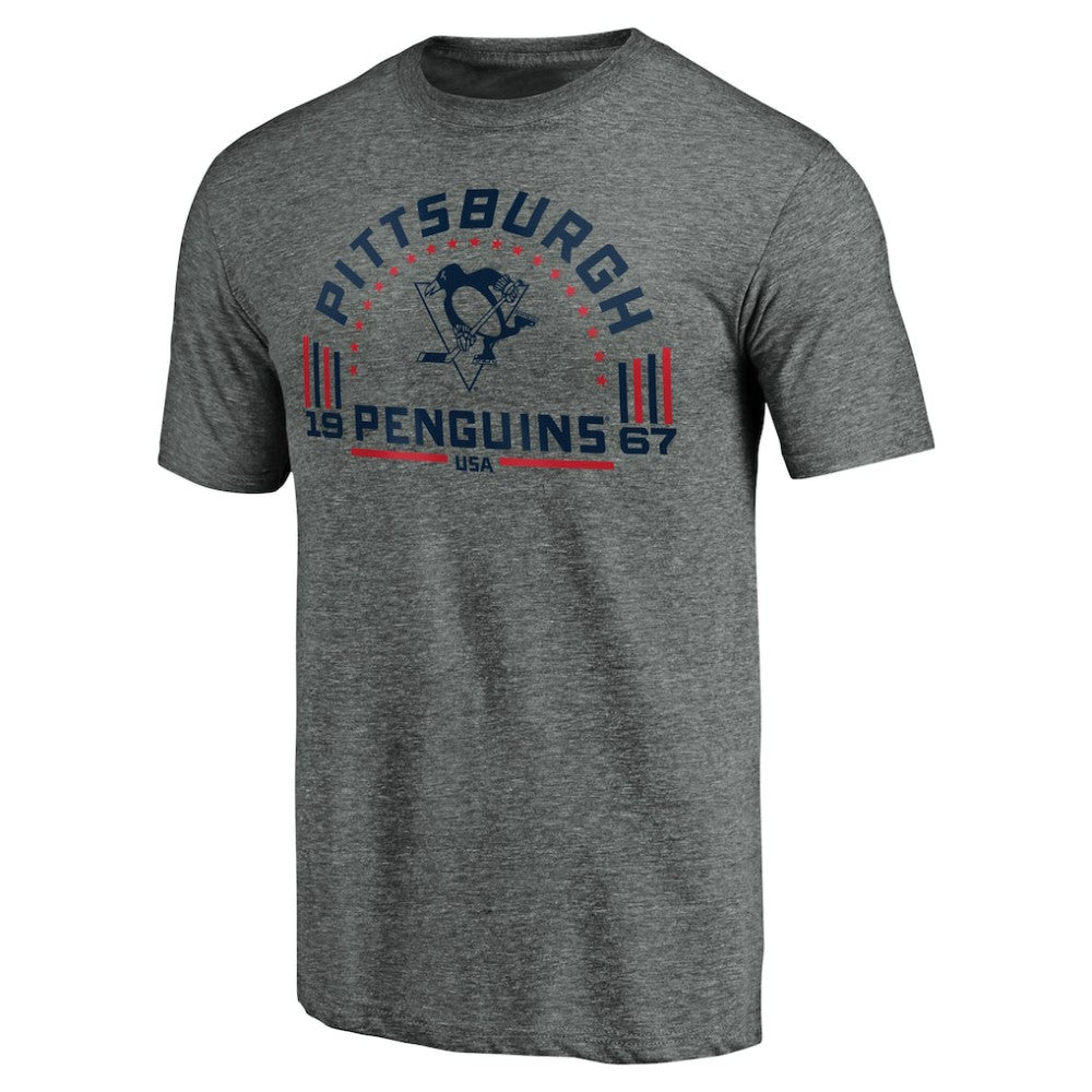 Pittsburgh Penguins Team Freedom Tri-Blend T-Shirt - Heathered Gray - NHL 3930632