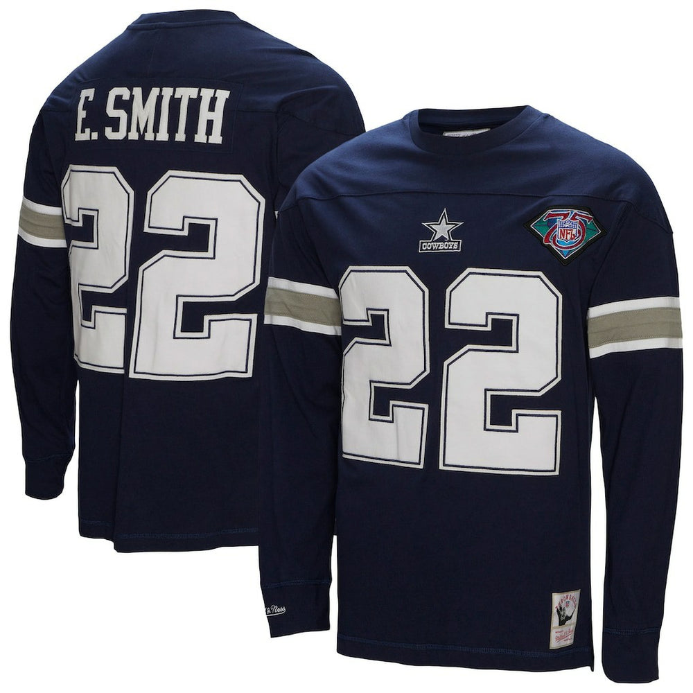 Mitchell & Ness Emmitt Smith Dallas Cowboys Throwback Retired Player Name & Number Long Sleeve Top Navy
