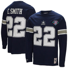 Mitchell & Ness Emmitt Smith Dallas Cowboys Throwback Retired Player Name & Number Long Sleeve Top Navy