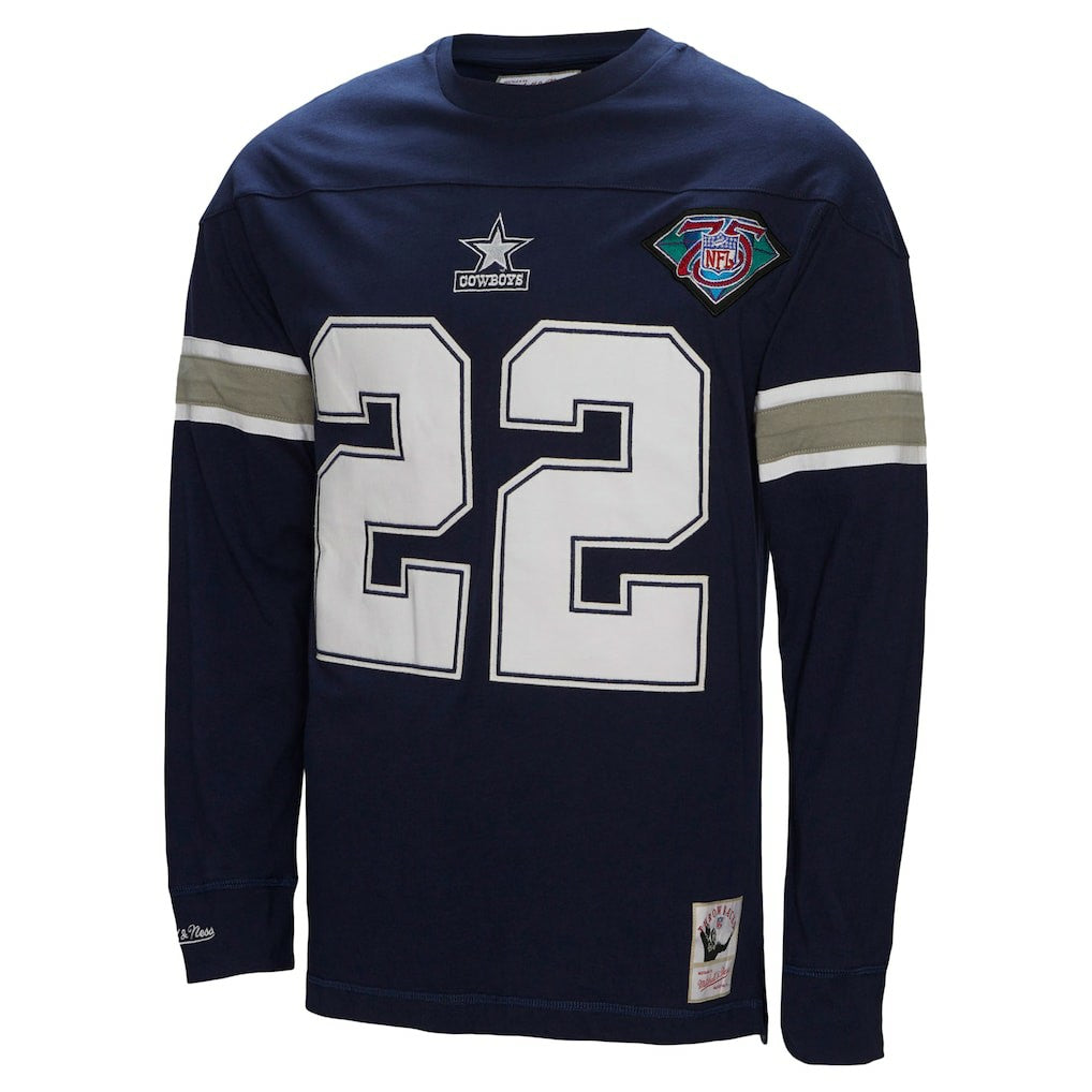 Mitchell & Ness Emmitt Smith Dallas Cowboys Throwback Retired Player Name & Number Long Sleeve Top Navy