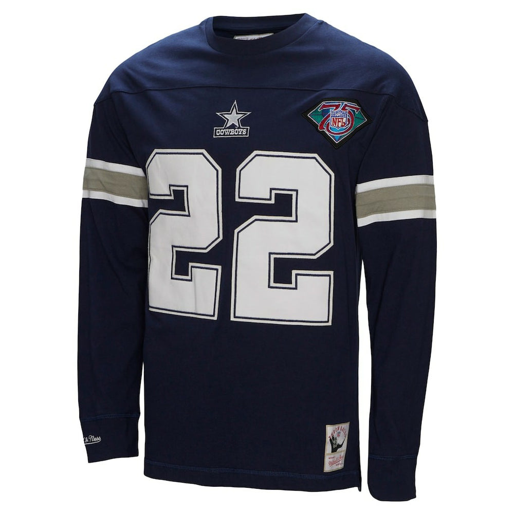 Mitchell & Ness Emmitt Smith Dallas Cowboys Throwback Retired Player Name & Number Long Sleeve Top Navy