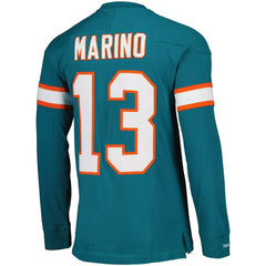 Mitchell & Ness Dan Marino Miami Dolphins Throwback Retired Player Name & Number Long Sleeve Top Aqua
