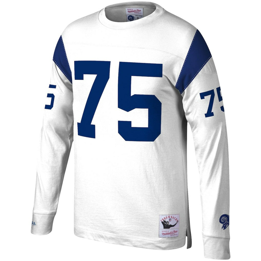 Mitchell & Ness Deacon Jones Los Angeles Rams Throwback Retired Player Name & Number Long Sleeve Top White