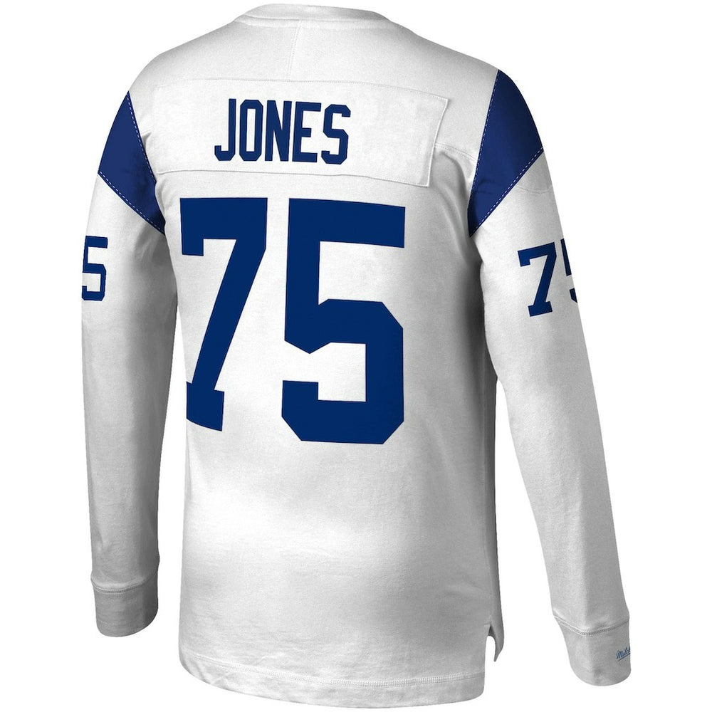 Mitchell & Ness Deacon Jones Los Angeles Rams Throwback Retired Player Name & Number Long Sleeve Top White