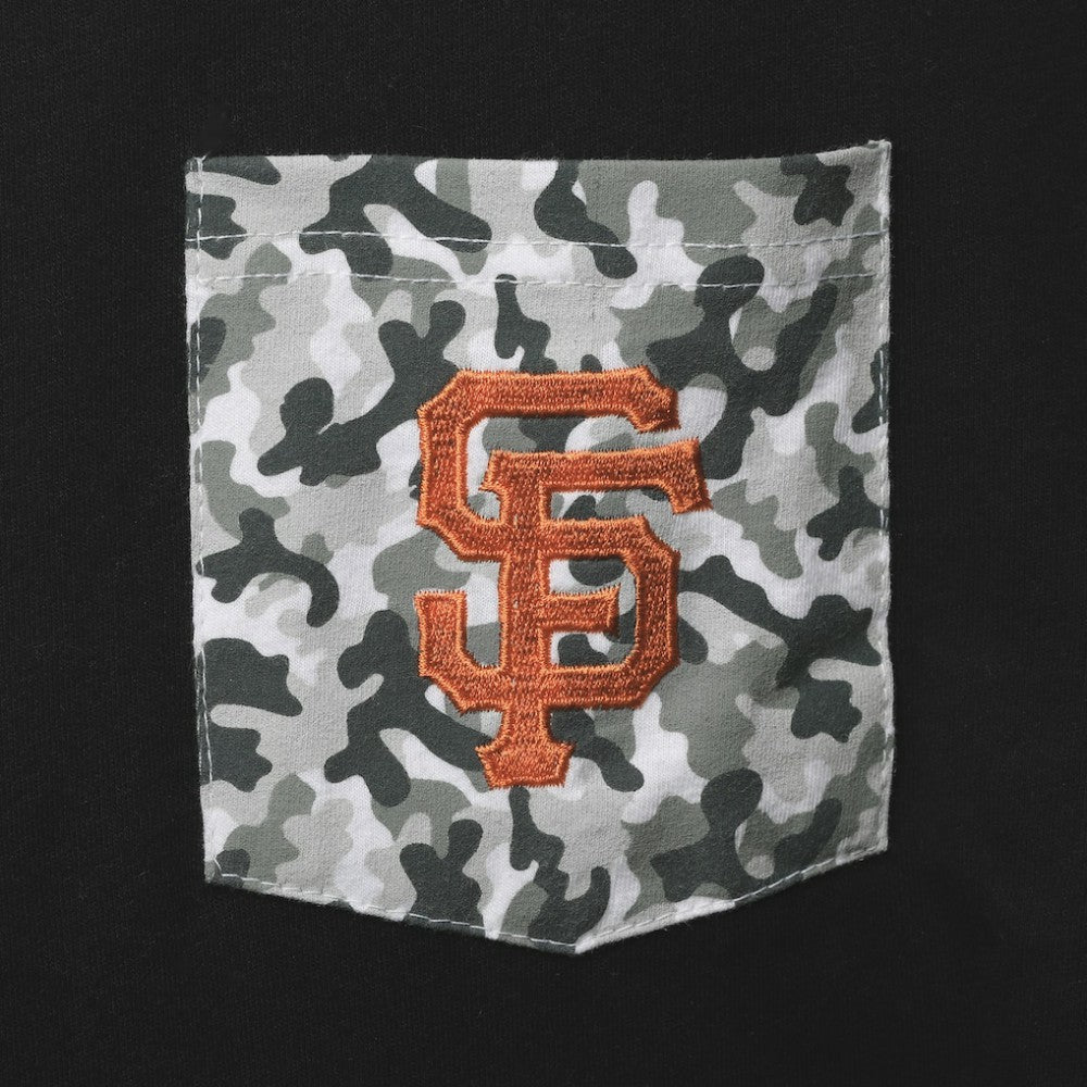 San Francisco Giants 5th & Ocean by New Era Brushed Camo Pocket T-Shirt - Black - New Era on Sale