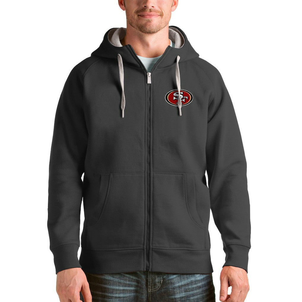 San Francisco 49ers Antigua Victory Full-Zip Hoodie Charcoal