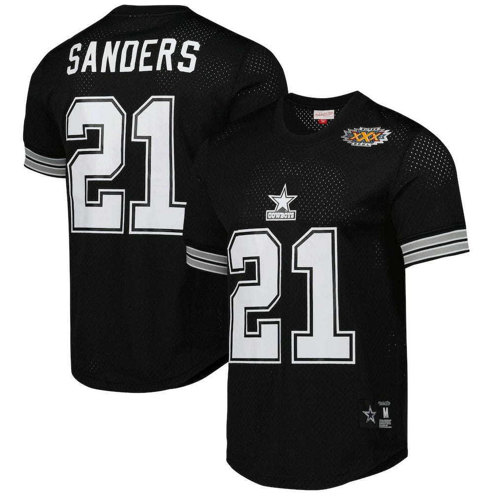 Mitchell & Ness Deion Sanders Dallas Cowboys Retired Player Name & Number Mesh Top Black