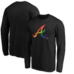 Atlanta Braves Team Pride Logo Long Sleeve T-Shirt - Black - MLB Sale