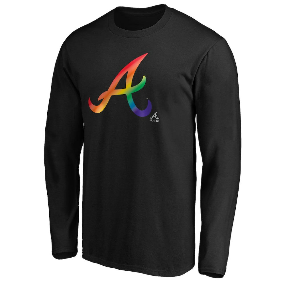 Atlanta Braves Team Pride Logo Long Sleeve T-Shirt - Black - MLB Sale