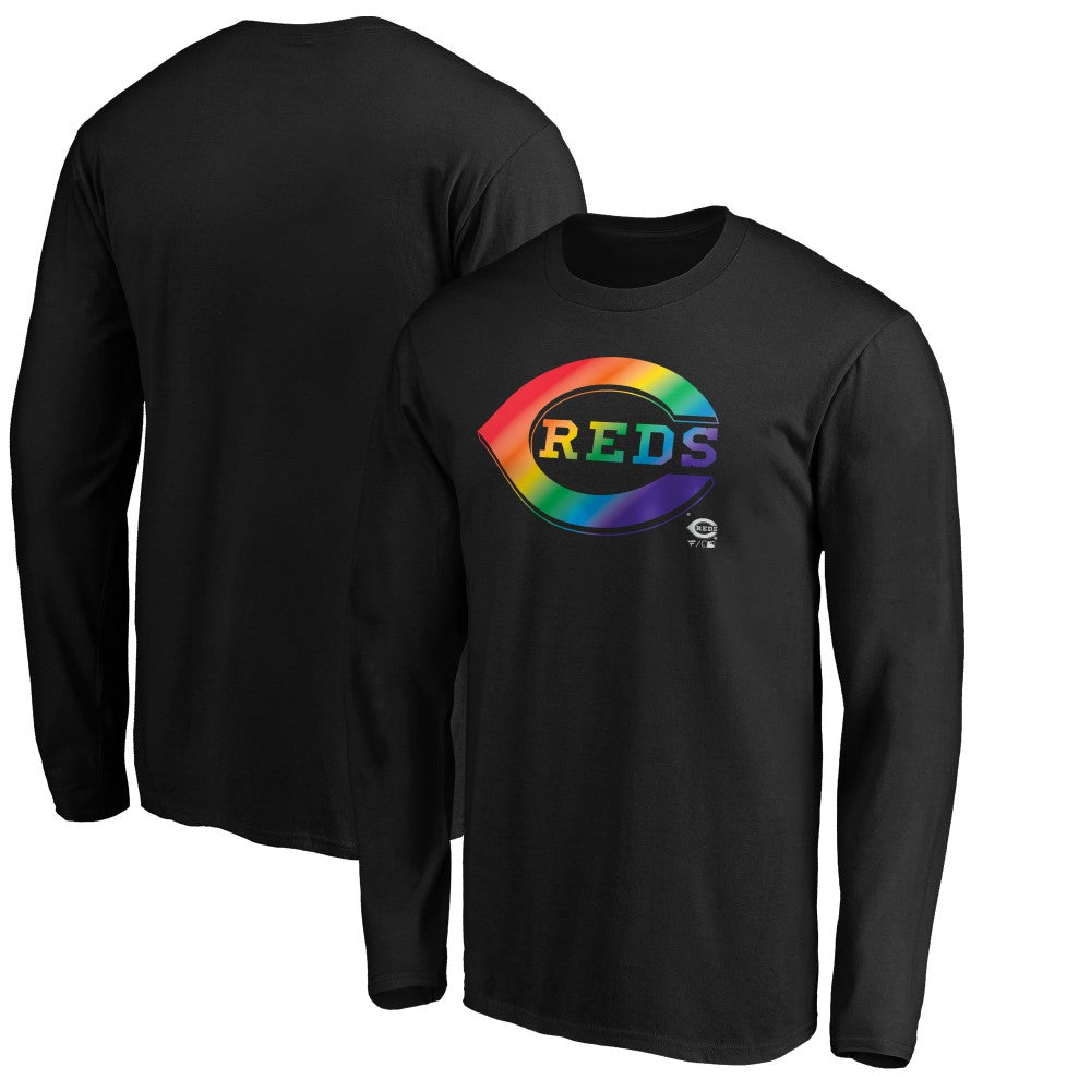 Cincinnati Reds Team Pride Logo Long Sleeve T-Shirt - Black - MLB on Sale