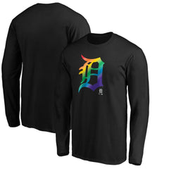 Detroit Tigers Team Pride Logo Long Sleeve T-Shirt - Black - MLB Sale