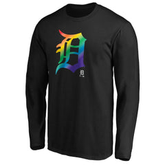 Detroit Tigers Team Pride Logo Long Sleeve T-Shirt - Black - MLB Sale